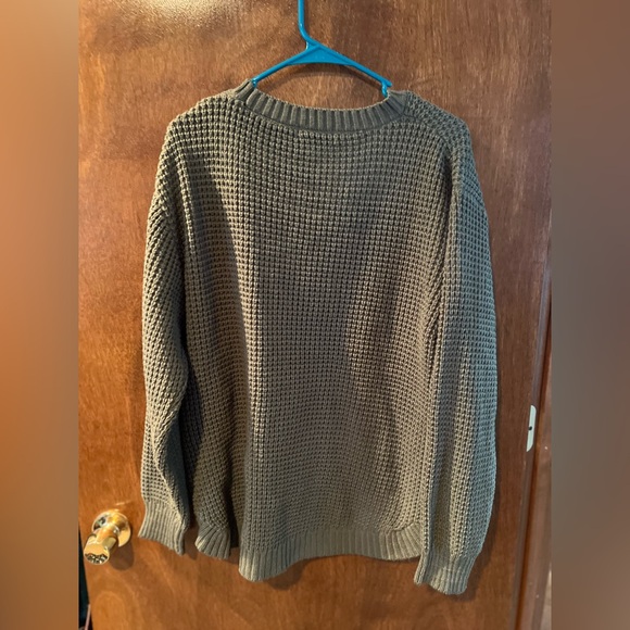 Zenana Olive Waffle Knit Sweater - Picture 2 of 3